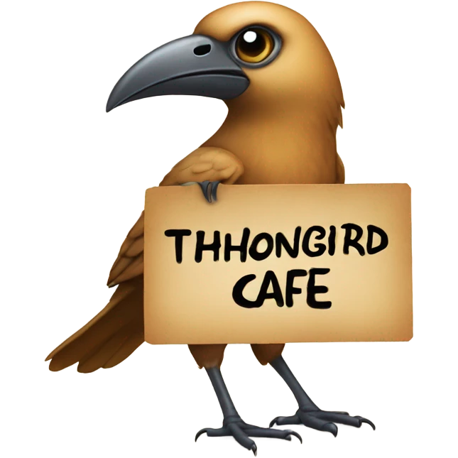 A bird holding a sign that says Thongbird Cafe emoji