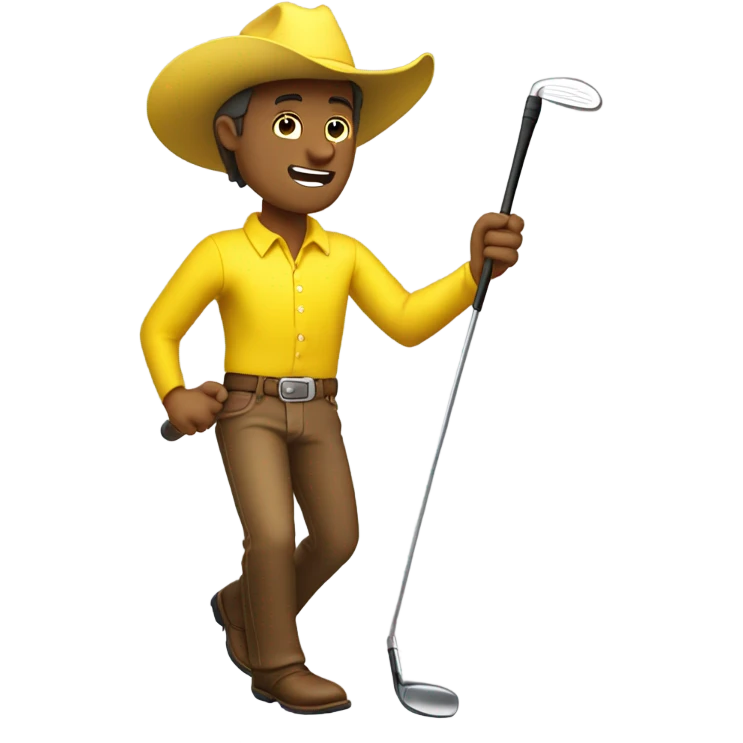 yellow cowboy hitting a golf shot emoji