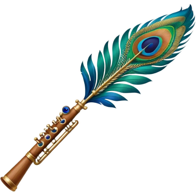 Flute attached with peacock feather emoji