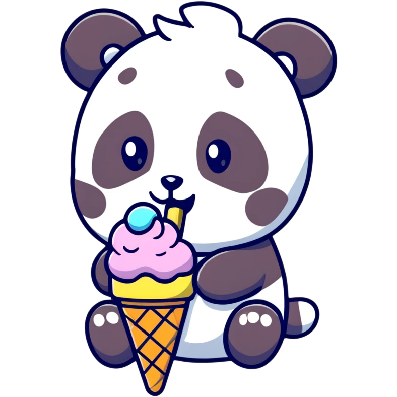 Panda eating ice cream emoji