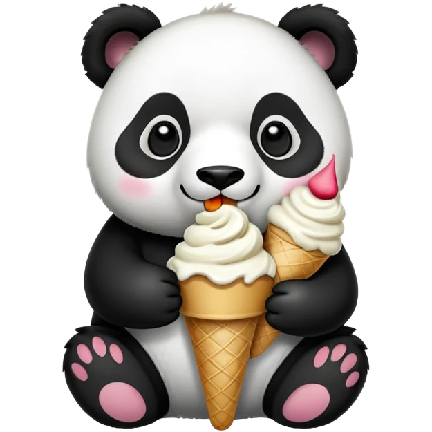 Panda eating ice cream emoji