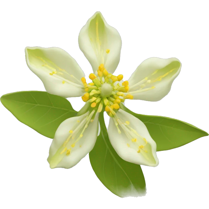 Ashwagandha flower with greenish-yellow petals and a central cluster of tiny yellow stamens emoji