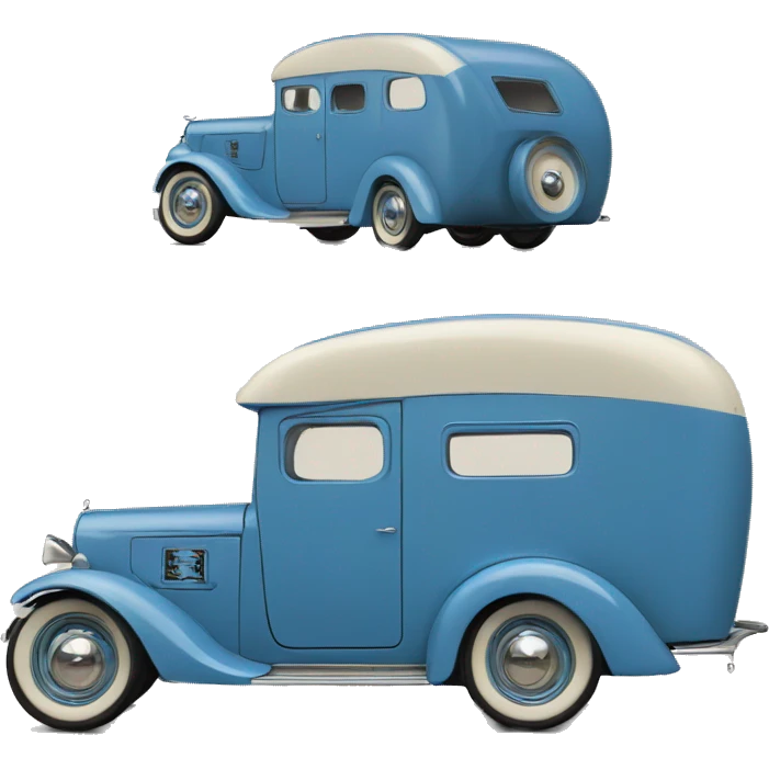 hot rod caravan,1935 with trailer, blue  emoji