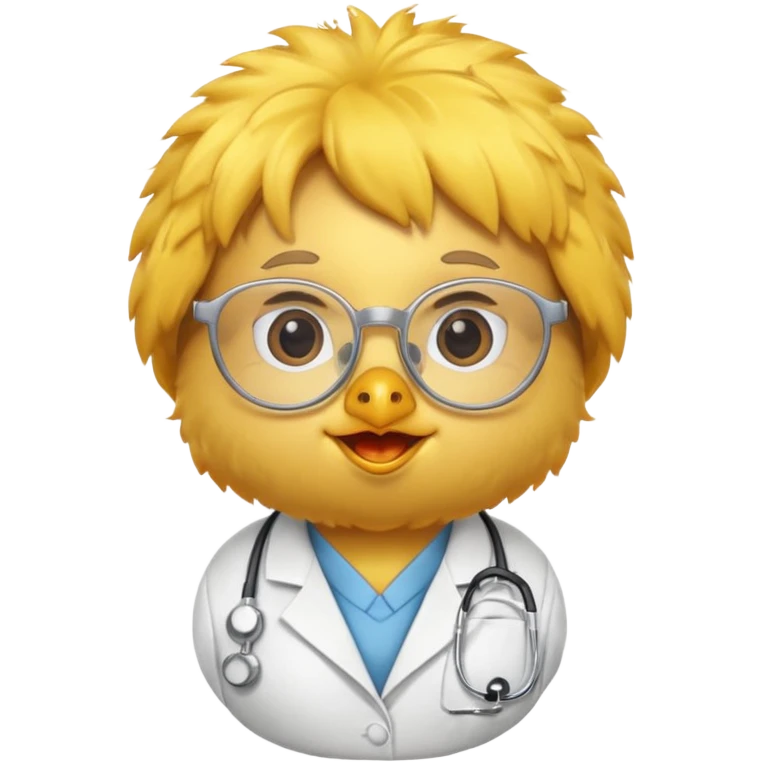 chick animal with glasses, wearing doctor uniform emoji