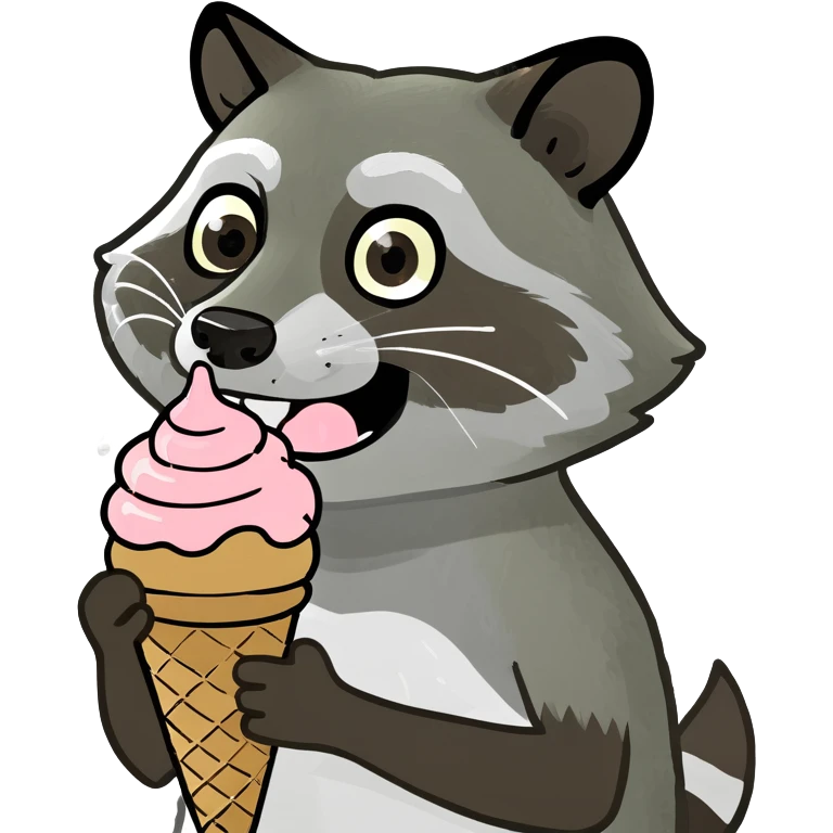 Raccoon eating ice cream emoji