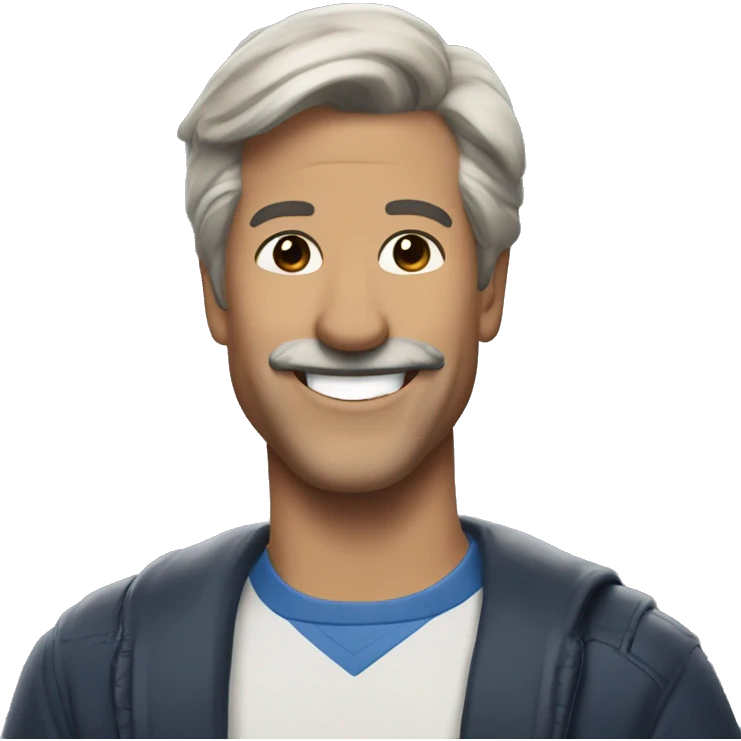 Ted Lasso dark hair with smile emoji