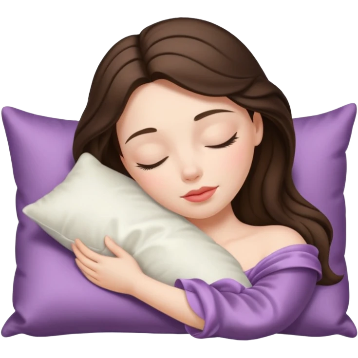 sleeping beauty brunette white girl with a silk pillow emoji