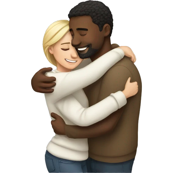 White Couple in love hug  emoji