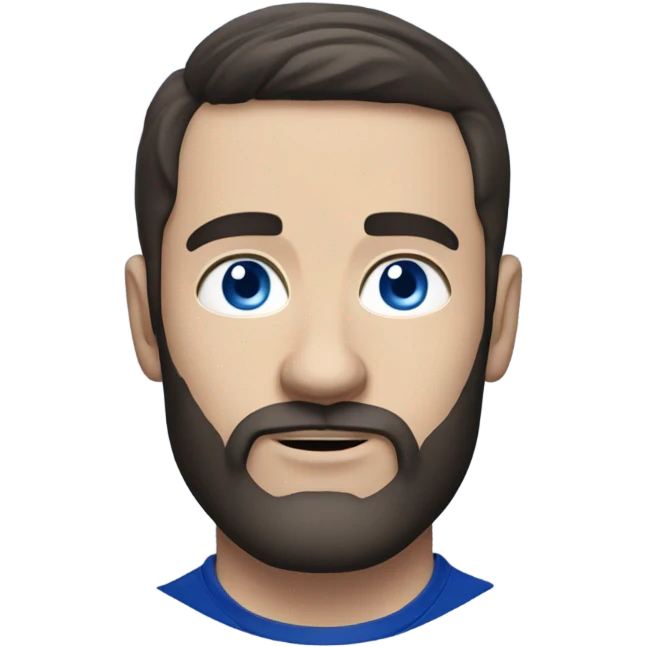 Dark haired white man with blue eyes and with a beard wearing an Everton football jersey  emoji