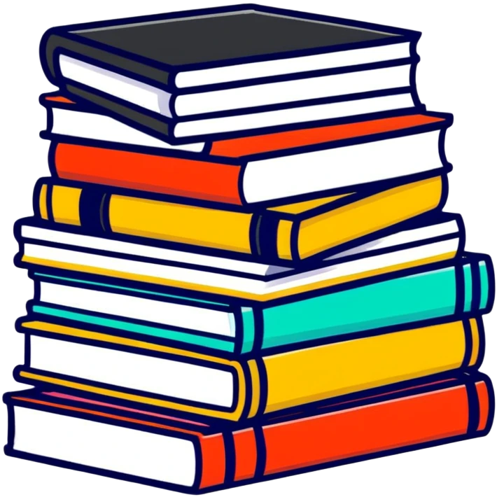 Stack of books with bookmark emoji