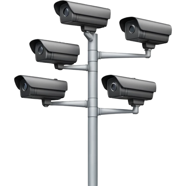 Four cctv cameras linked together on pole emoji