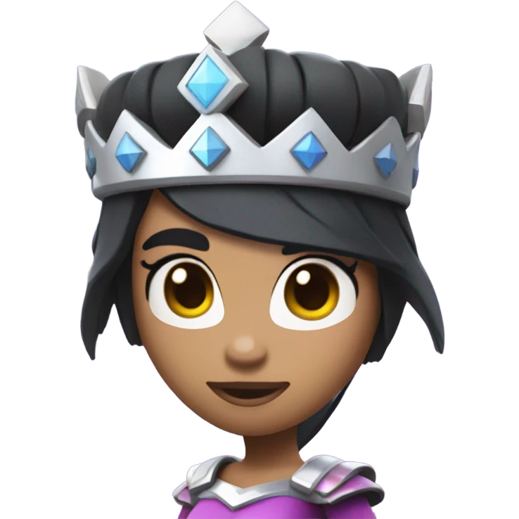 Clash royale the tower princess , white skin , black hair, and black crown on head  emoji