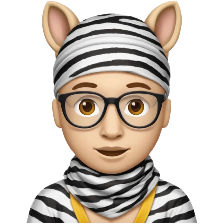 Nerd emoji with a zebra print bandana mask on emoji