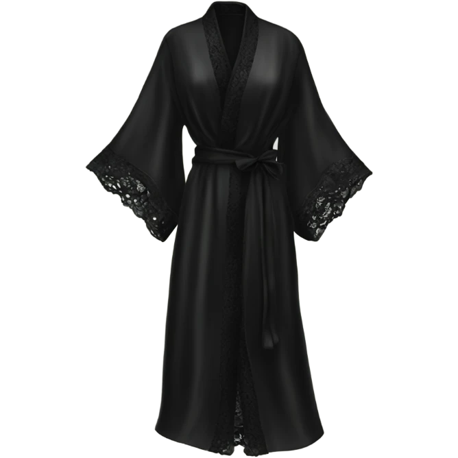black silk robe with black lace emoji