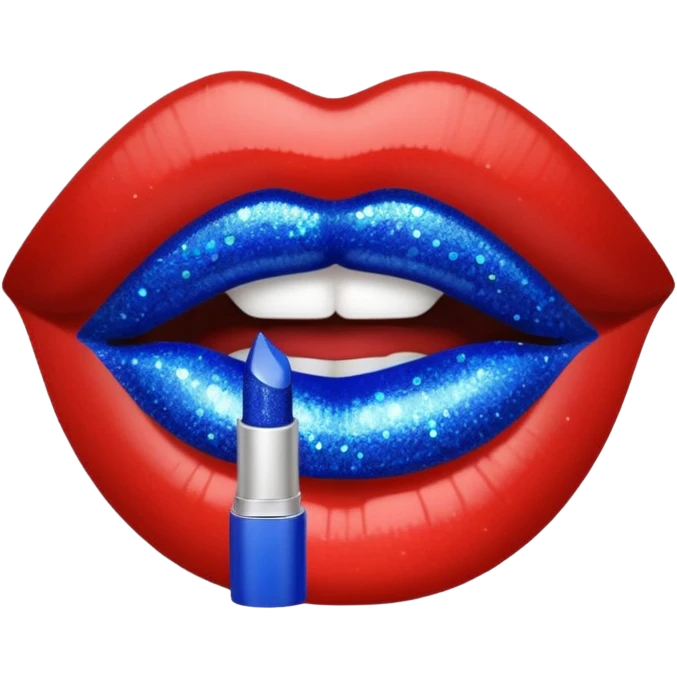 blue lipstick with glitter emoji