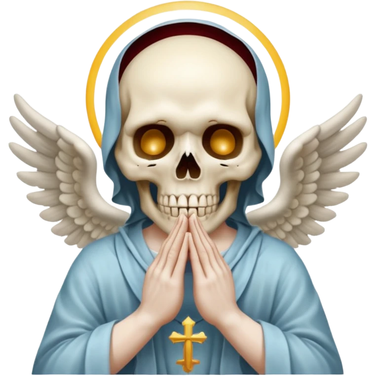 make a skull face like this💀but agnel and demon one with there hands going like this 🤞 emoji