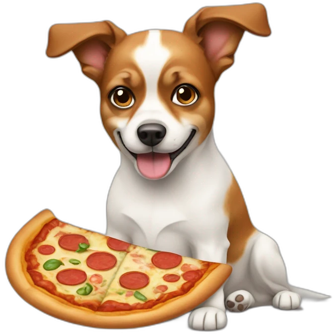 papilion dog with pizza emoji
