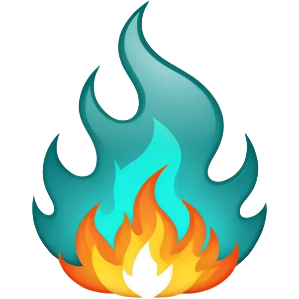 Teal and white flames emoji
