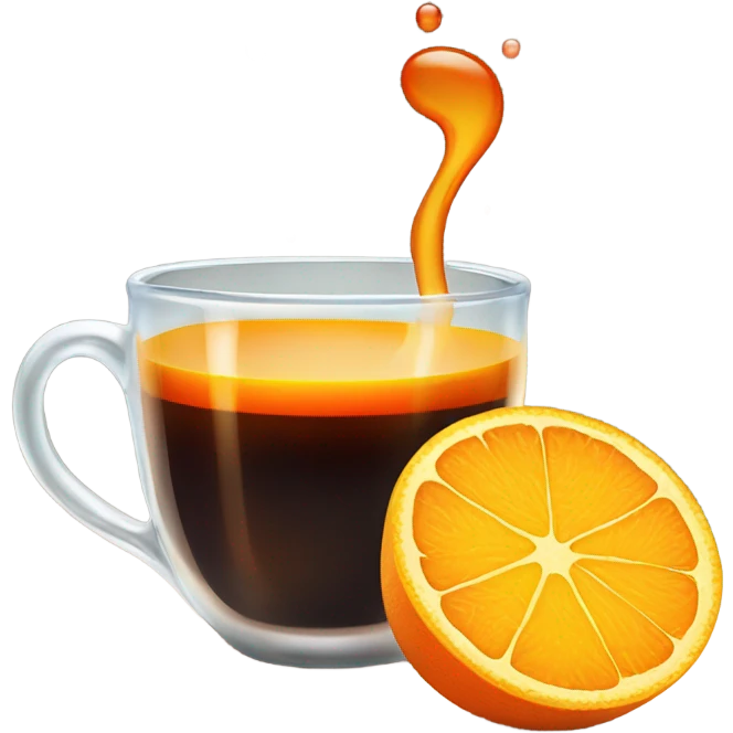 one coffee with orange juice in a glass cup emoji