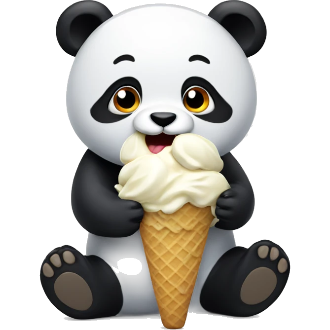 Panda eating ice cream emoji