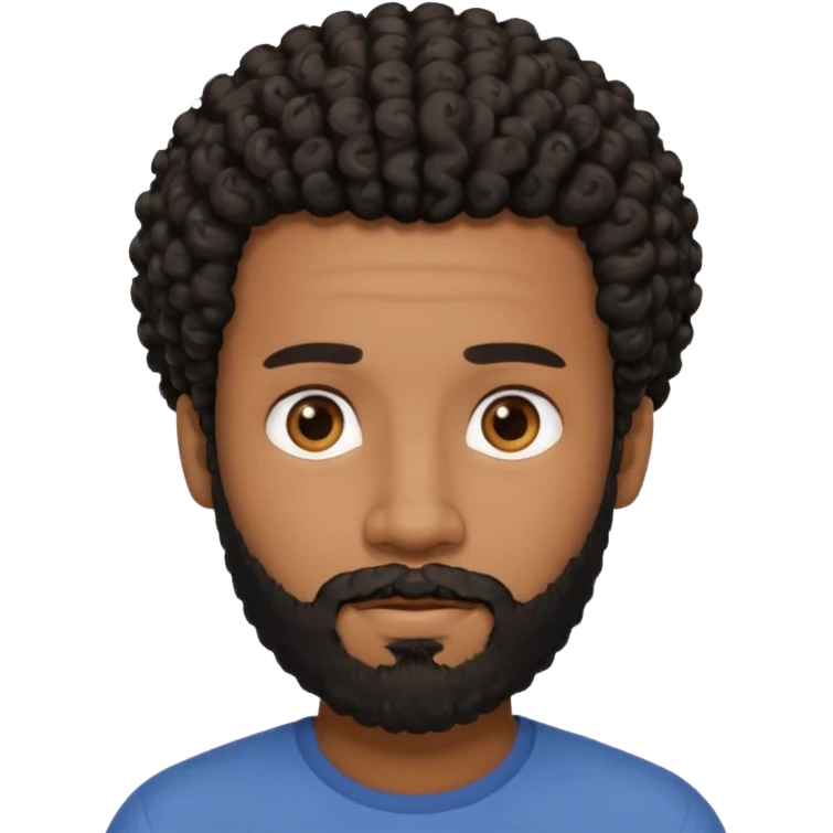 This is a cartoon-style avatar of a black man with curly black hair, a beard, and a calm expression  emoji
