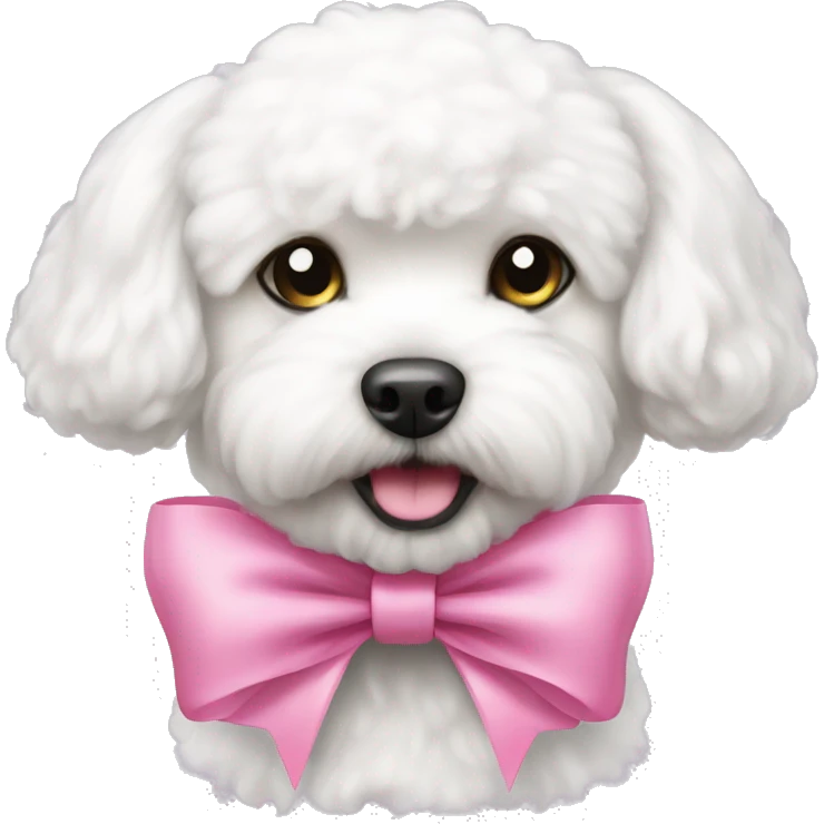 Bichon Frise dog wearing a pink bow  emoji