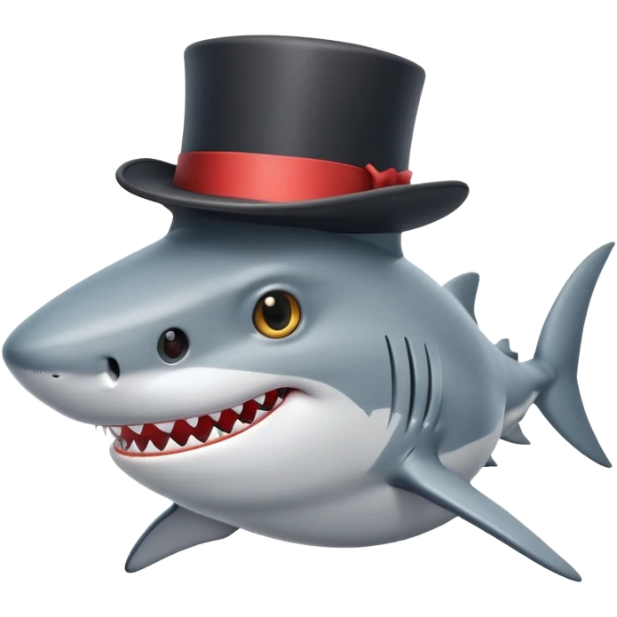 Shark with a top hat emoji
