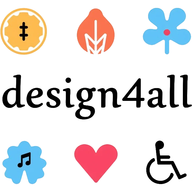 design4all logo, inclusive design concept with accessibility symbols emoji