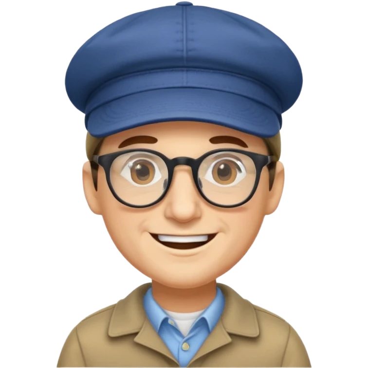 SEÑOR BLANCO CON GAFAS Y GORRA SONRIENDO emoji