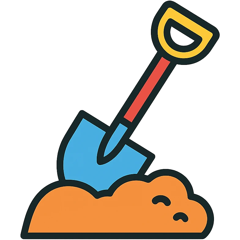color outline icon of a shovel digging into dirt emoji