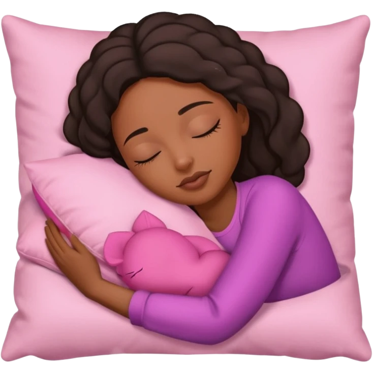 Black Woman sleeping on a pink pillow emoji