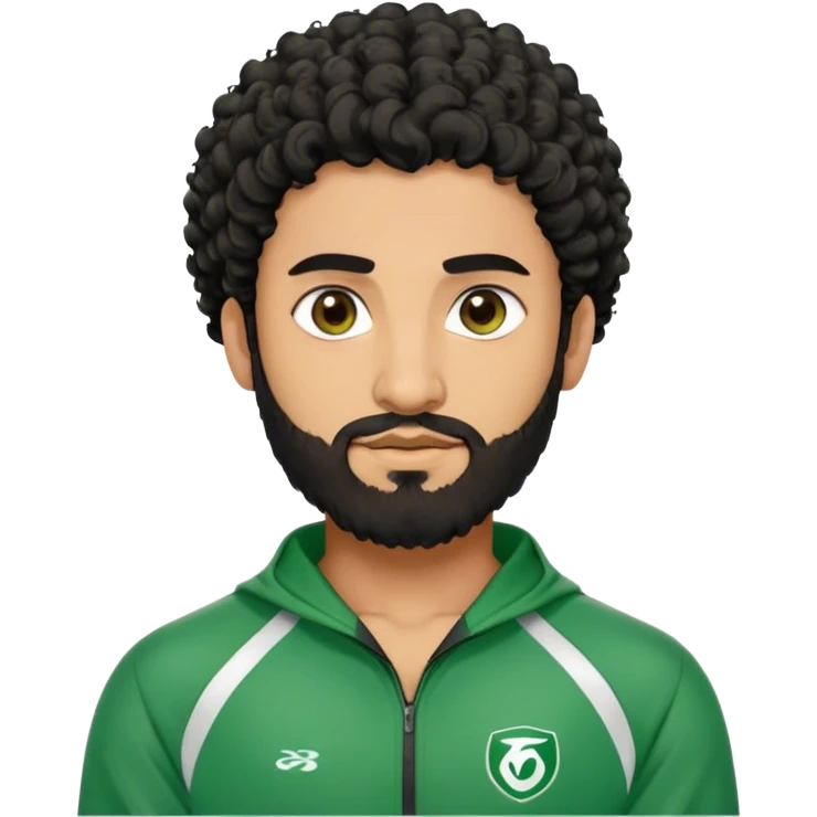 Abdul Ali : Age: Late 20s
Appearance: A strong-built South Asian man with curly black hair, a beard, and dark brown eyes.
Outfit: Green player tracksuit  emoji