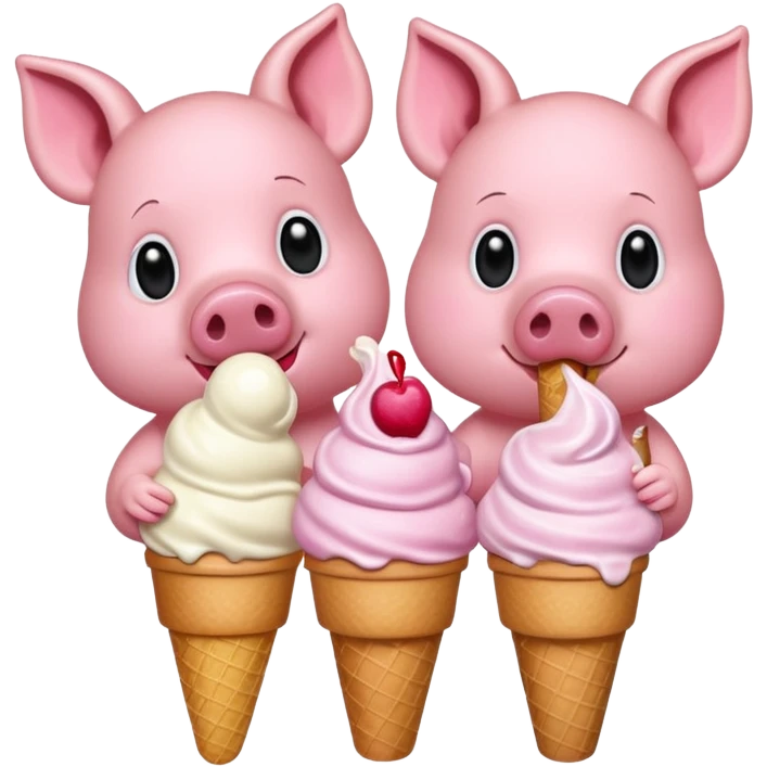 pigs with ice cream emoji