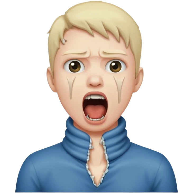 A person choking themselves on the neck and screaming  emoji