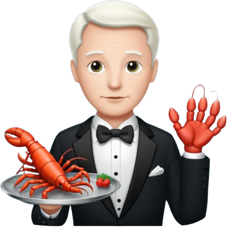 Alfred the butler from batman with lobster claws emoji