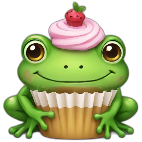 Frog with cupcake emoji