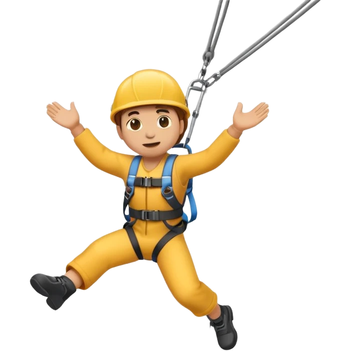 small size emoji style person bungee jumping, simple design emoji