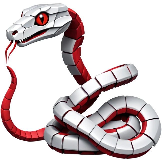 A snake made of paper with evil cyborg eyes emoji