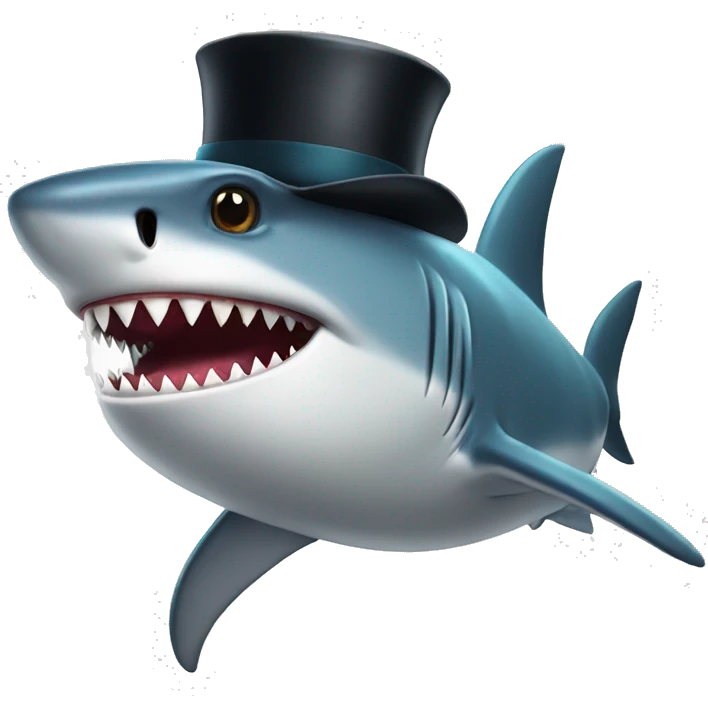 Shark with tophat emoji