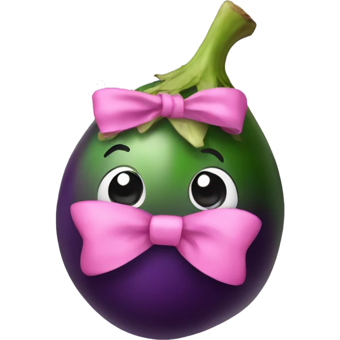 eggplant wearing a pink bow emoji