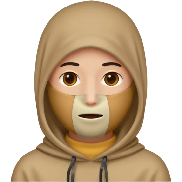 Emoji de persona tapada la cara y sin boca emoji