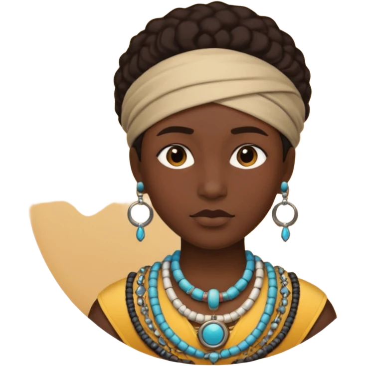 une personne de face avec des detail des accessoirs dans un rond  emoji