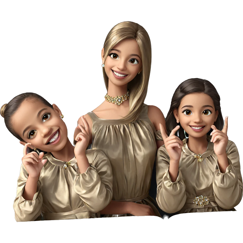 smiling girls in elegant dresses emoji