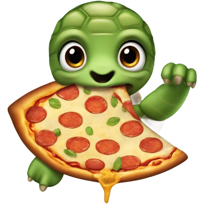 Turtle eating a pizza emoji