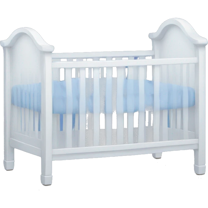 White crib with blue sheets  emoji