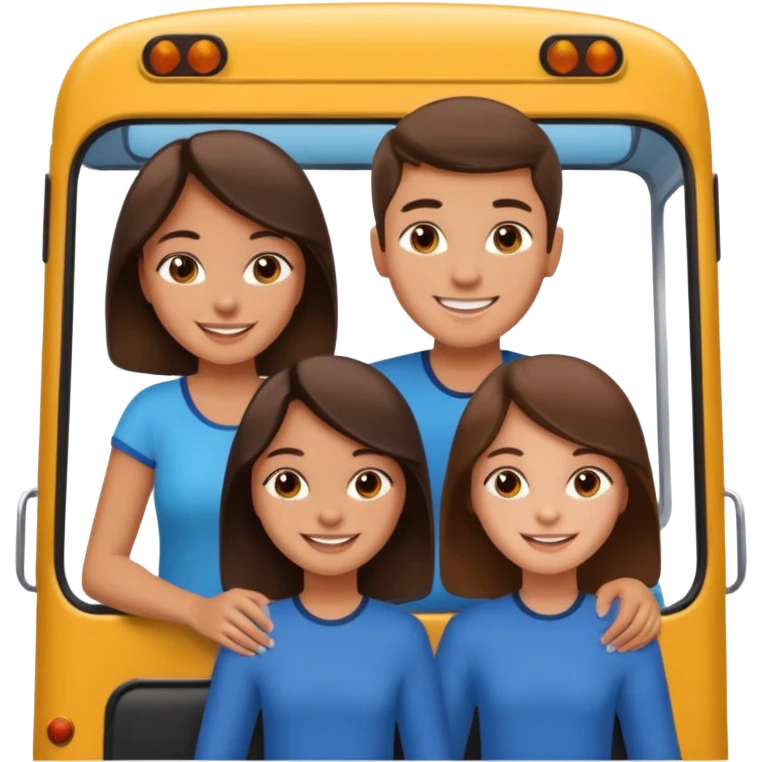 Two girls and one boy all brunette on a bus, show the whole bus emoji