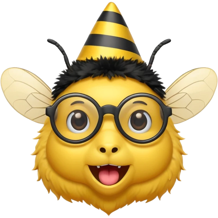 party hat bee with glasses emoji