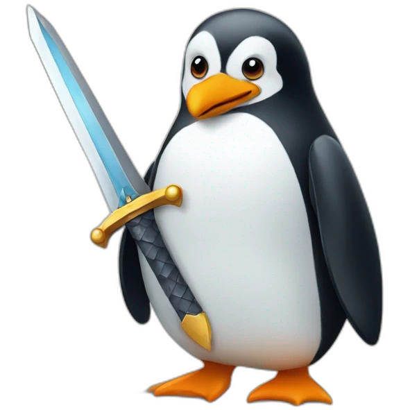penguin with shield and sword emoji