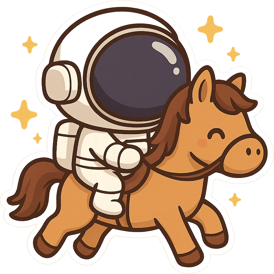 astronaut on horseback with stars in background emoji