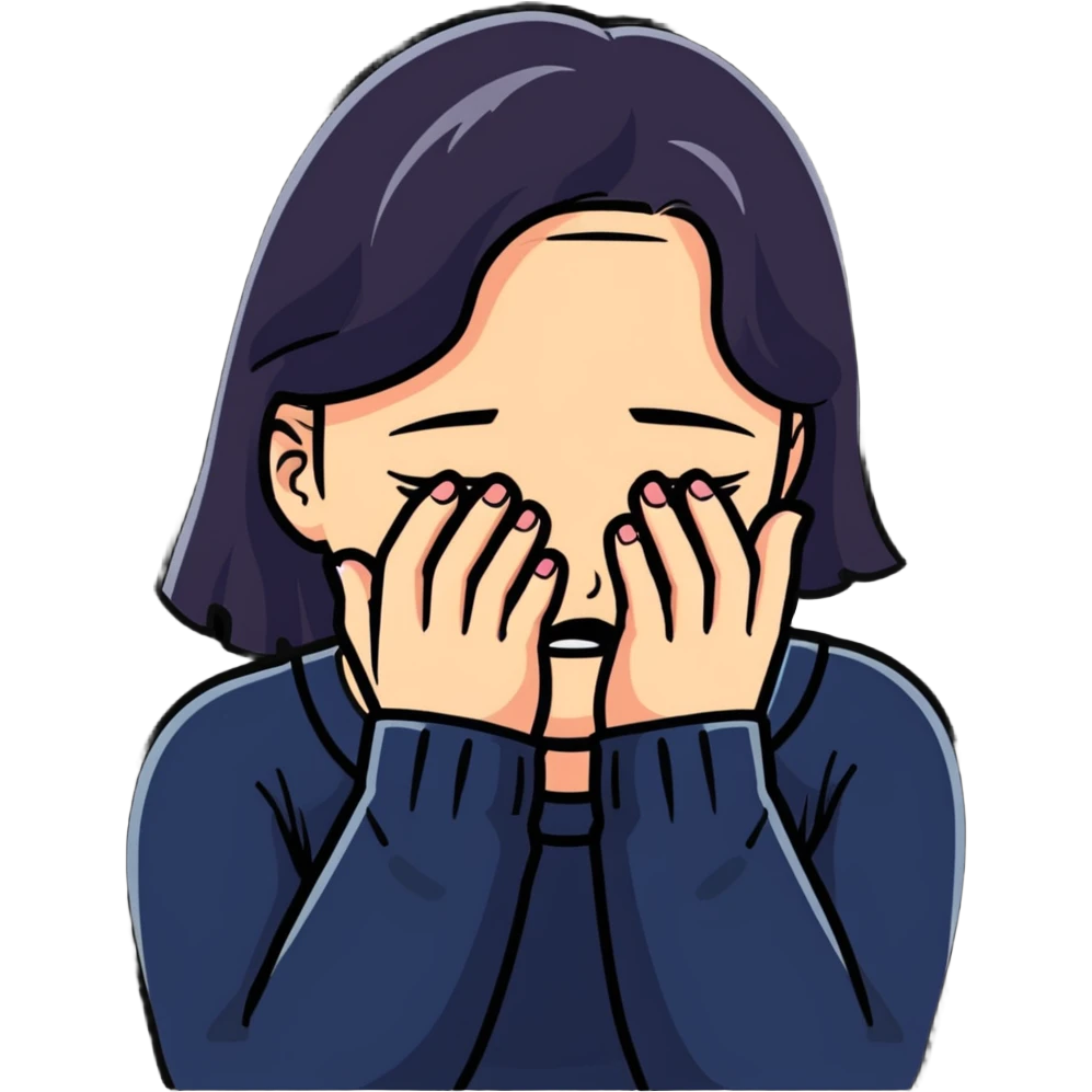 crying woman covering her face with hands emoji